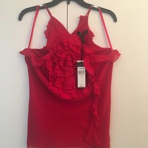 BCBG Maxazria Woven Top Sleeveless Red Size XS